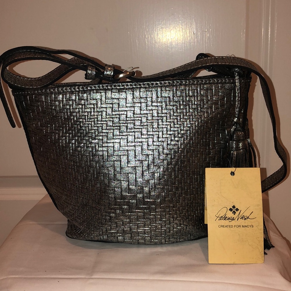 Patricia Nash Metallic Silver Shoulder Bag